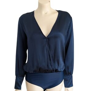 CAMI New York Alison Crossover Silk Bodysuit Size XS